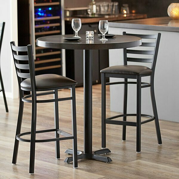 Lancaster Table & Seating LT 36'' Round Bar Height Recycled Wood Table - Espresso Finish 349B36RDESXB